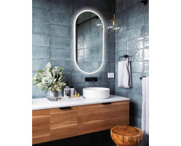 Овальное зеркало в ванную комнату с подсветкой Бареджо 70х100 см